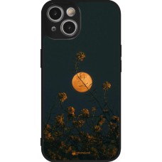 Coque iPhone 14 - Silicone rigide noir Moon Flowers