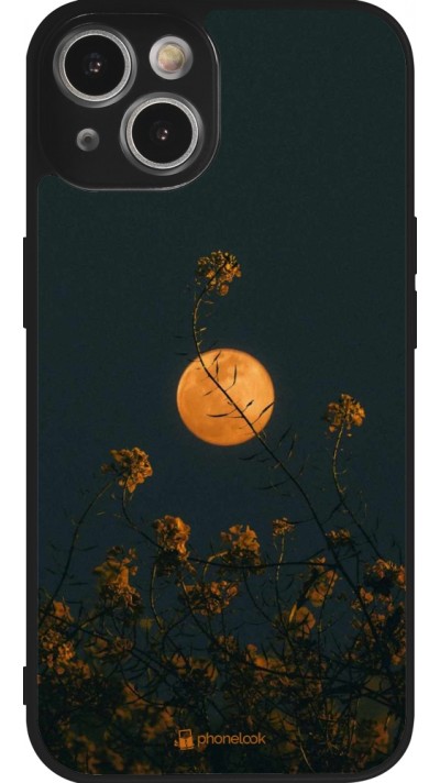 iPhone 14 Case Hülle - Silikon schwarz Moon Flowers