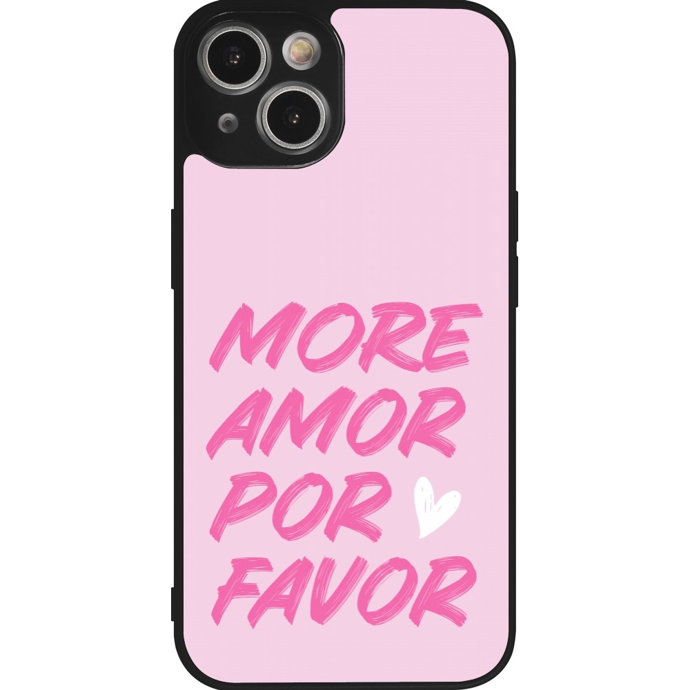 Coque iPhone 14 - Silicone rigide noir More amor porfavor