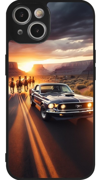 Coque iPhone 14 - Silicone rigide noir Mustang 69 Grand Canyon