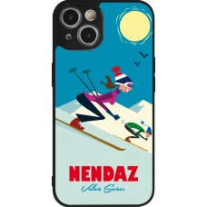 Coque iPhone 14 - Silicone rigide noir Nendaz Ski Downhill