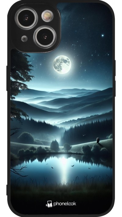 Coque iPhone 14 - Silicone rigide noir Night Sky View