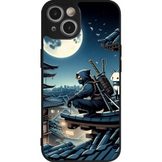 iPhone 14 Case Hülle - Silikon schwarz Ninja unter dem Mond