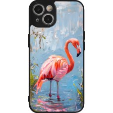 iPhone 14 Case Hülle - Silikon schwarz Paint Flamingo