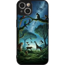 Coque iPhone 14 - Silicone rigide noir Paradis des animaux exotiques