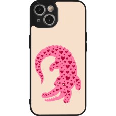 Coque iPhone 14 - Silicone rigide noir Pink crocodile 2026