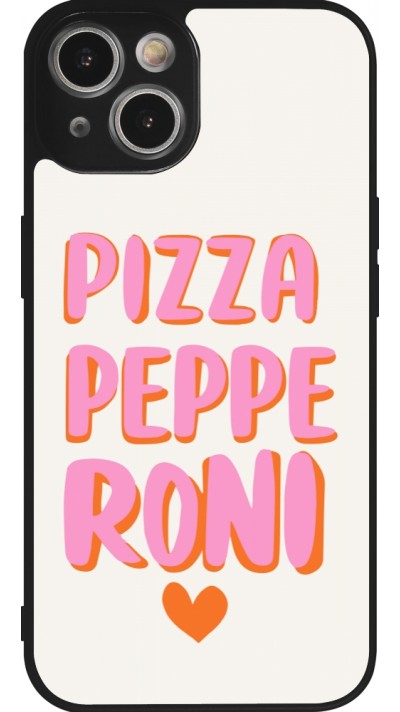 Coque iPhone 14 - Silicone rigide noir Pizza pepperoni 2026