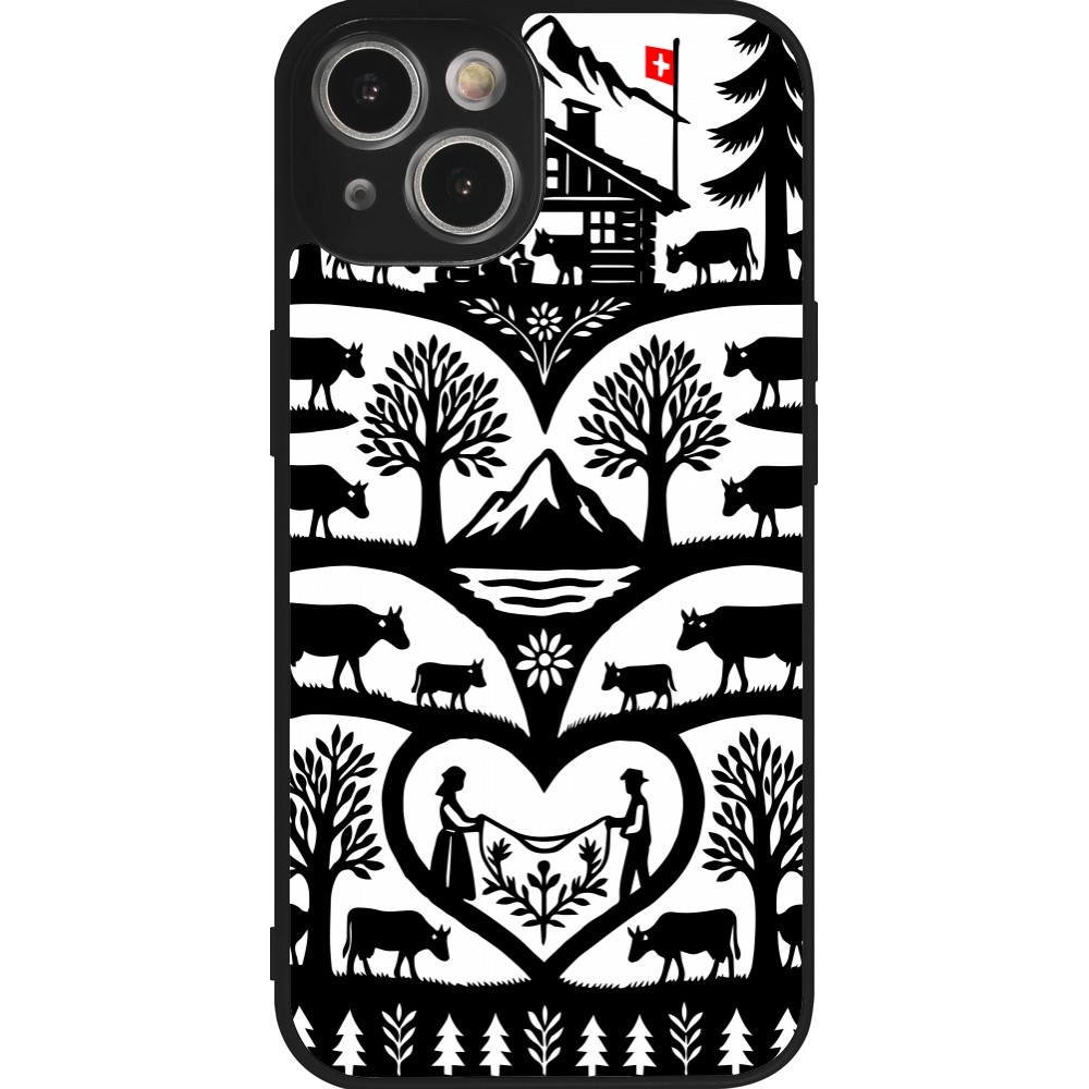 Coque iPhone 14 - Silicone rigide noir Poya Suisse 2