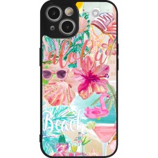 iPhone 14 Case Hülle - Silikon schwarz Preppy Collage Aloha