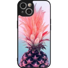 iPhone 14 Case Hülle - Silikon schwarz Purple Pink Pineapple