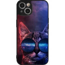 Coque iPhone 14 - Silicone rigide noir Red Blue Cat Glasses