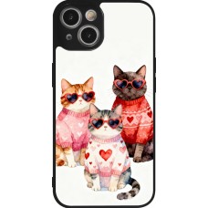 Coque iPhone 14 - Silicone rigide noir Saint Valentines Day 26 Cat Love