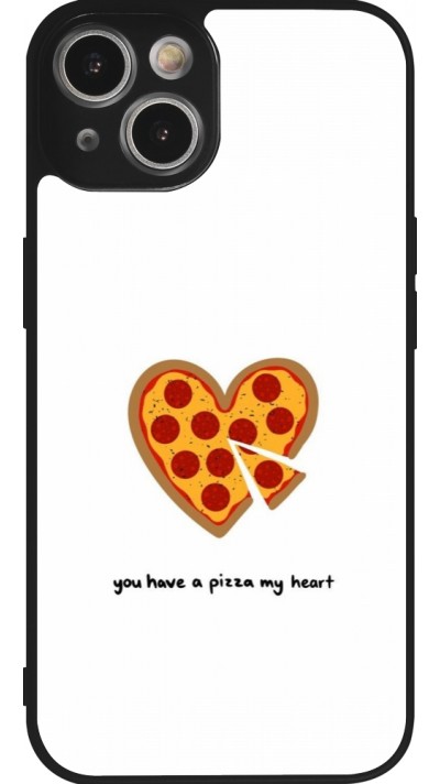 Coque iPhone 14 - Silicone rigide noir Saint Valentines Day 26 You have my pizza heart