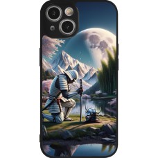 Coque iPhone 14 - Silicone rigide noir Samurai Katana Lune