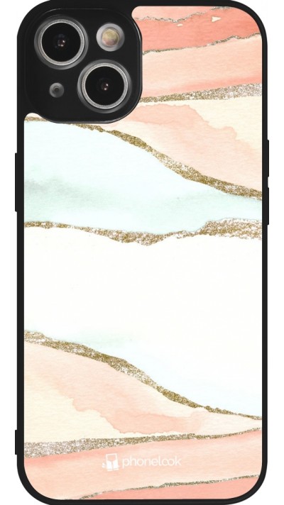Coque iPhone 14 - Silicone rigide noir Shimmering Orange