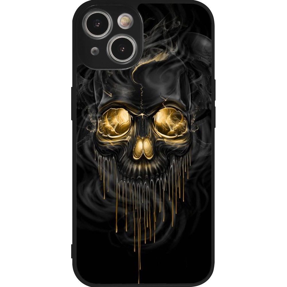 Coque iPhone 14 - Silicone rigide noir Skull 02