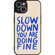Coque iPhone 14 - Silicone rigide noir Slow down 2026