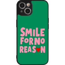 Coque iPhone 14 - Silicone rigide noir Smile for no reason 2026