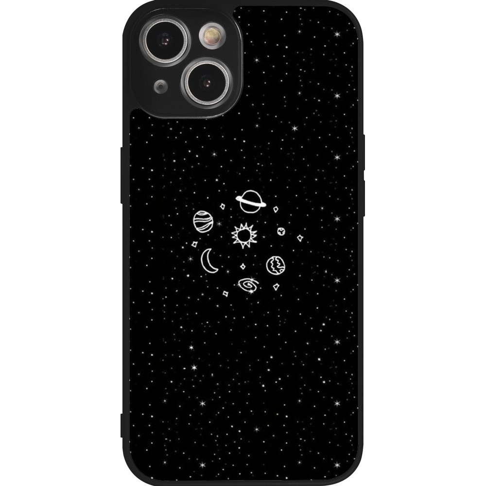 iPhone 14 Case Hülle - Silikon schwarz Space Doodle