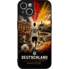 Coque iPhone 14 - Silicone rigide noir Football Allemagne splash 2026