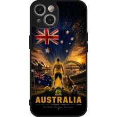 Coque iPhone 14 - Silicone rigide noir Football Australie splash 2026