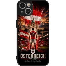 Coque iPhone 14 - Silicone rigide noir Football Autriche splash 2026