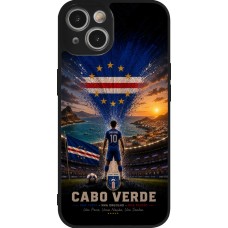 Coque iPhone 14 - Silicone rigide noir Football Cap-Vert splash 2026