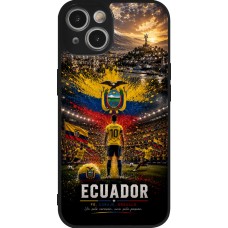 Coque iPhone 14 - Silicone rigide noir Football Équateur splash 2026