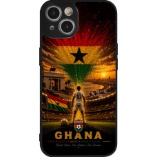 Coque iPhone 14 - Silicone rigide noir Football Ghana splash 2026