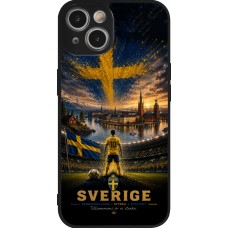 Coque iPhone 14 - Silicone rigide noir Football Suède splash 2026