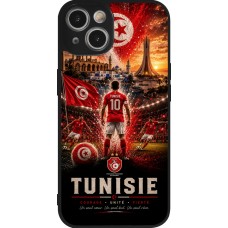 Coque iPhone 14 - Silicone rigide noir Football Tunisie splash 2026