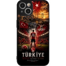 Coque iPhone 14 - Silicone rigide noir Football Turquie splash 2026