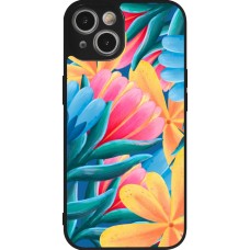 iPhone 14 Case Hülle - Silikon schwarz Spring 23 colorful flowers