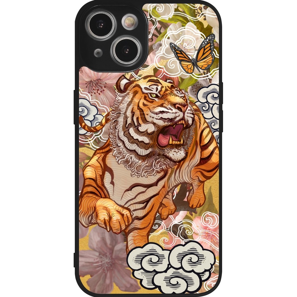 iPhone 14 Case Hülle - Silikon schwarz Spring 23 japanese tiger