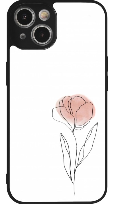 Coque iPhone 14 - Silicone rigide noir Spring 23 minimalist flower