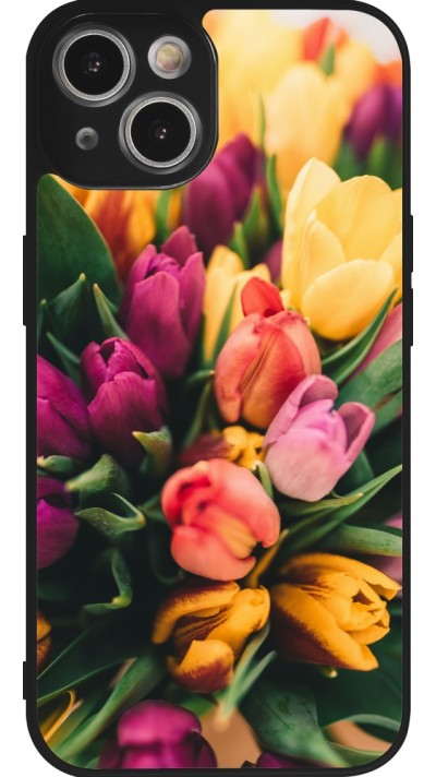 Coque iPhone 14 - Silicone rigide noir Bouquet of tulips 2026