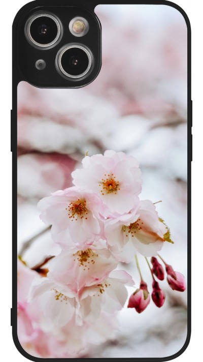 Coque iPhone 14 - Silicone rigide noir Cherry tree 2026