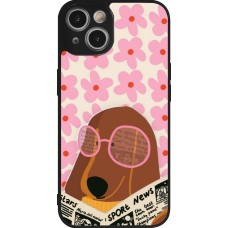 Coque iPhone 14 - Silicone rigide noir Dog with newspaper 2026