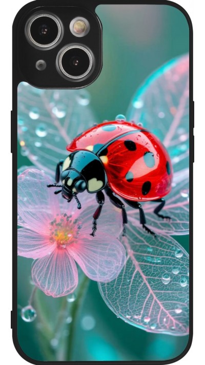 Coque iPhone 14 - Silicone rigide noir Ladybird in bloom 2026