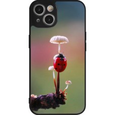 Coque iPhone 14 - Silicone rigide noir Ladybird on a mushroom 2026