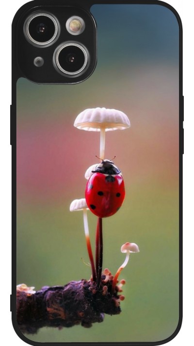 Coque iPhone 14 - Silicone rigide noir Ladybird on a mushroom 2026