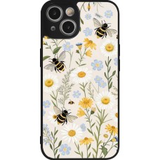 Coque iPhone 14 - Silicone rigide noir Pattern bees 2026