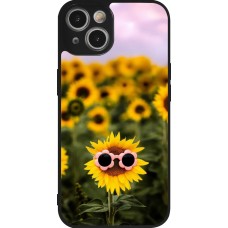 Coque iPhone 14 - Silicone rigide noir Sunflower with glasses 2026