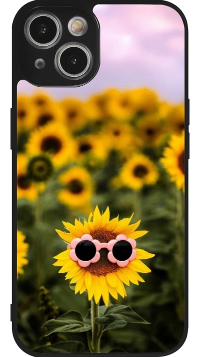Coque iPhone 14 - Silicone rigide noir Sunflower with glasses 2026
