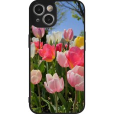 Coque iPhone 14 - Silicone rigide noir Tulips 2026