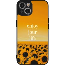 iPhone 14 Case Hülle - Silikon schwarz Summer 2025 Enjoy your life