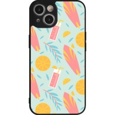 iPhone 14 Case Hülle - Silikon schwarz Summer 2025 Pattern citron