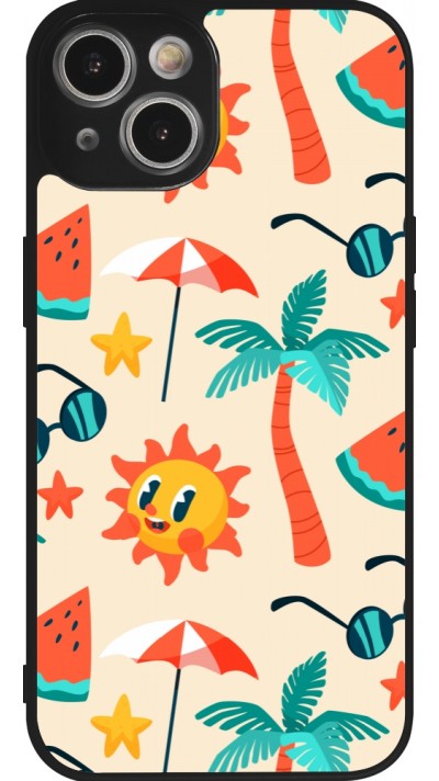 iPhone 14 Case Hülle - Silikon schwarz Summer 2025 Pattern soleil