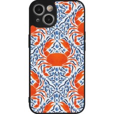 Coque iPhone 14 - Silicone rigide noir Crabs and pearls Summer 2026