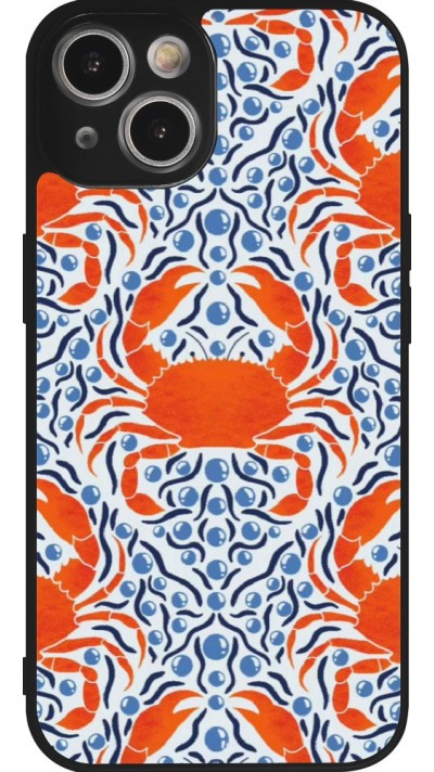 Coque iPhone 14 - Silicone rigide noir Crabs and pearls Summer 2026